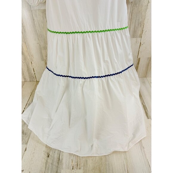 Ann Mashburn Sz S Isla Maxi Shirtdress Dress White Ric Rac - Picture 14 of 16